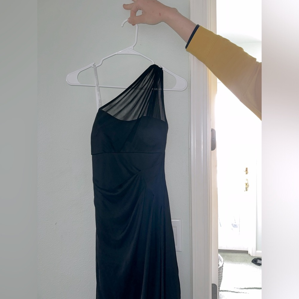 David’s Bridal Black Shoulder & Slit dress Size 0